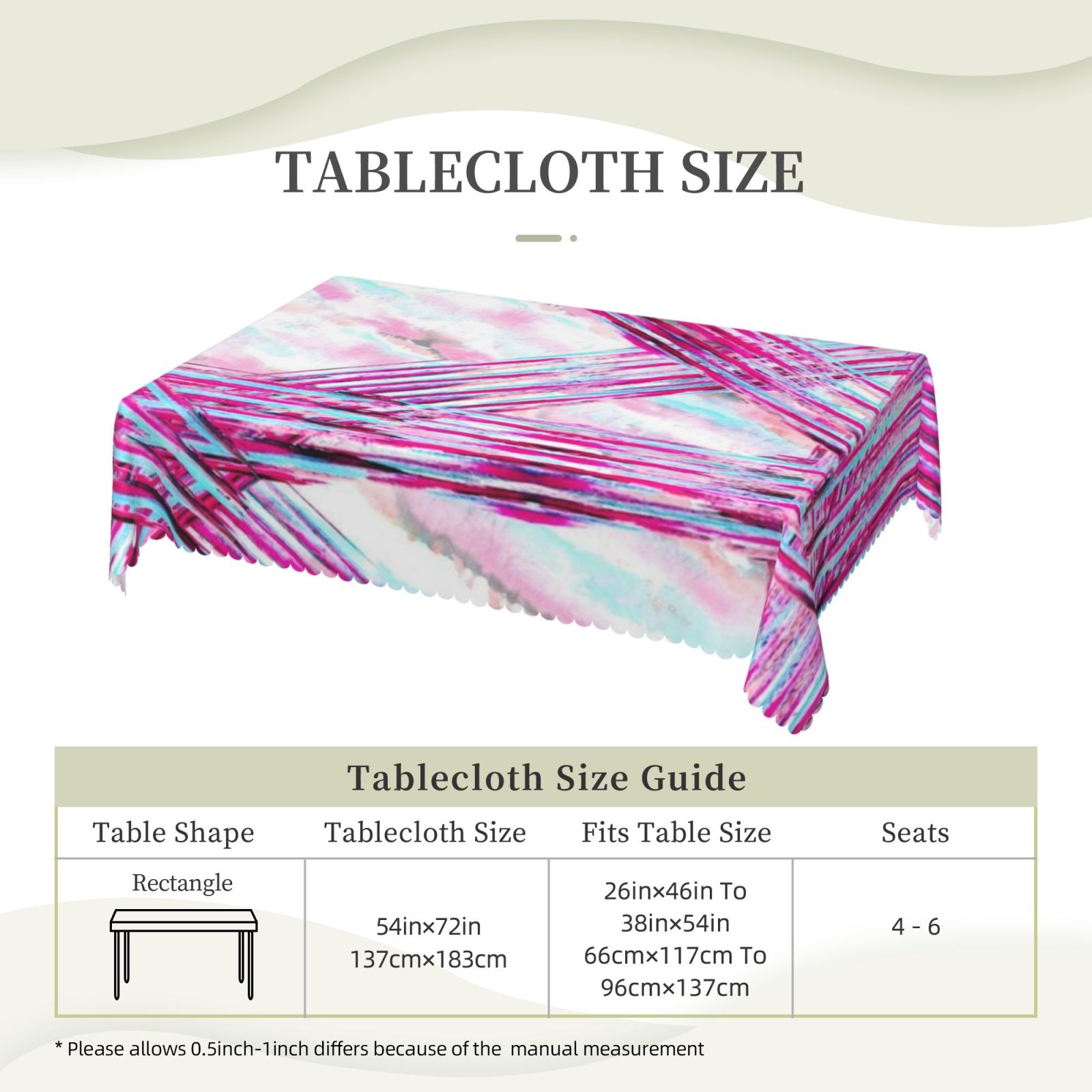 Square lace tablecloth 54x72in