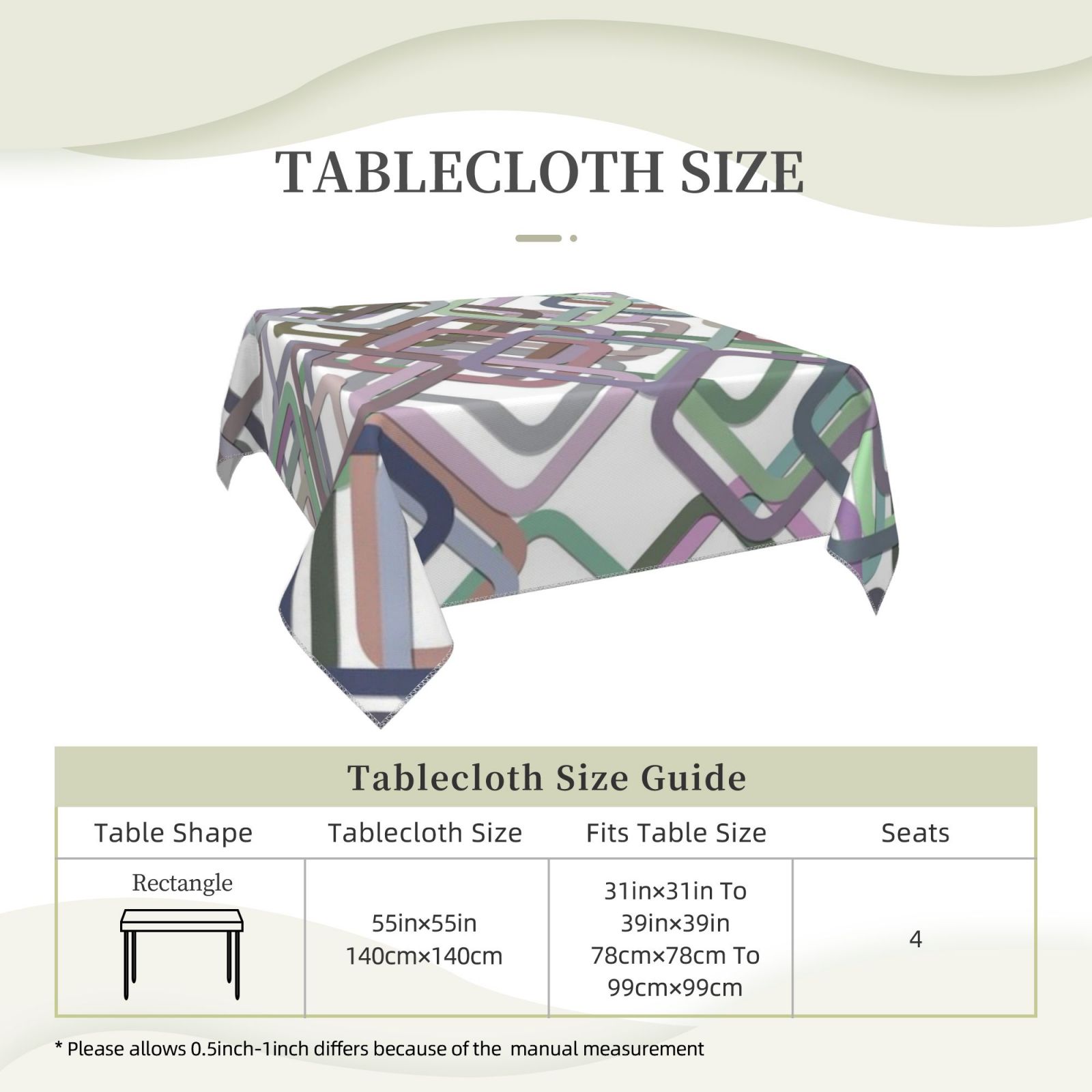 Square tablecloth 55in