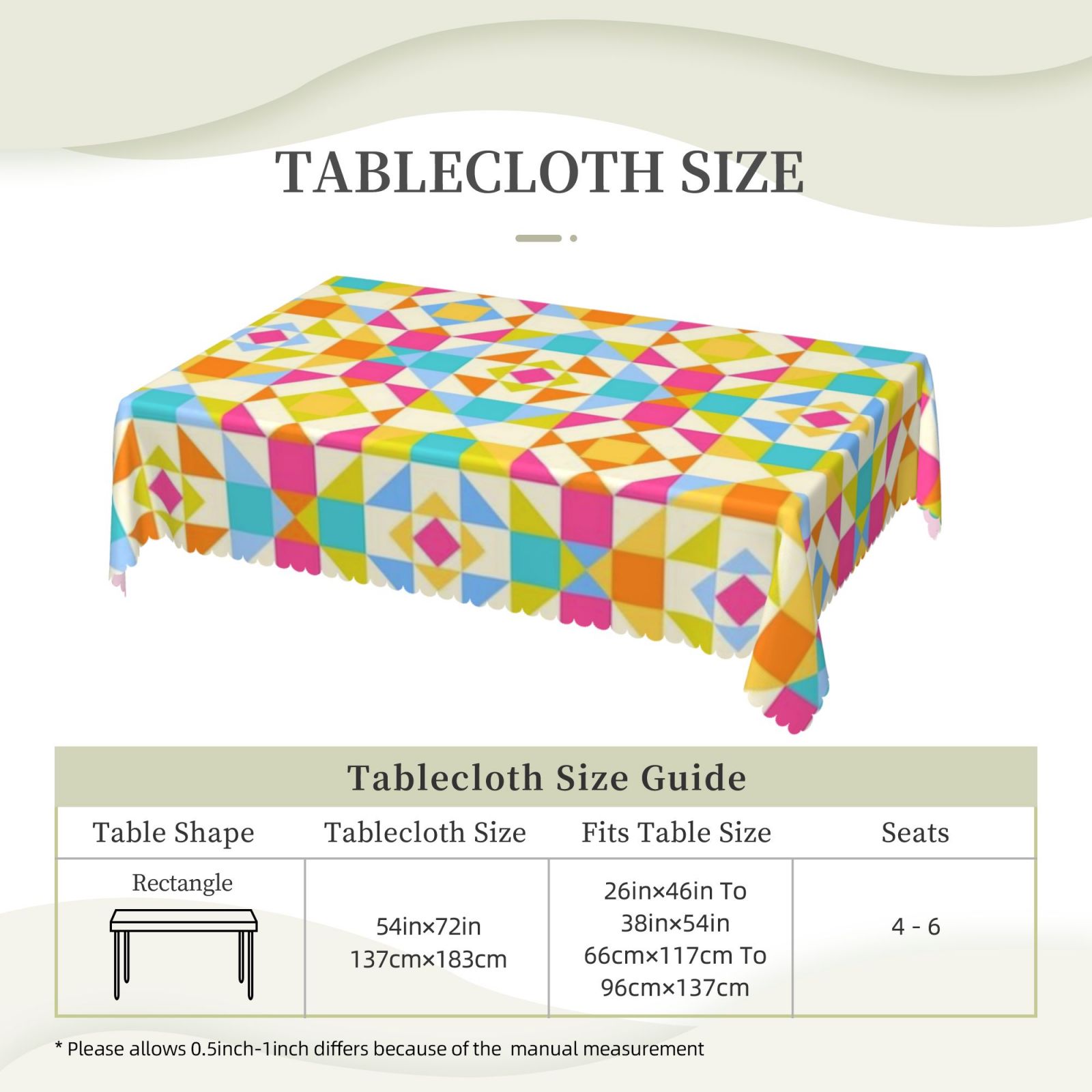 Square lace tablecloth 54x72in