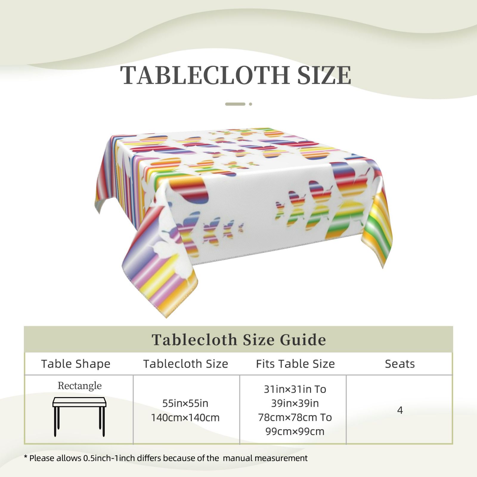 Square tablecloth 55in