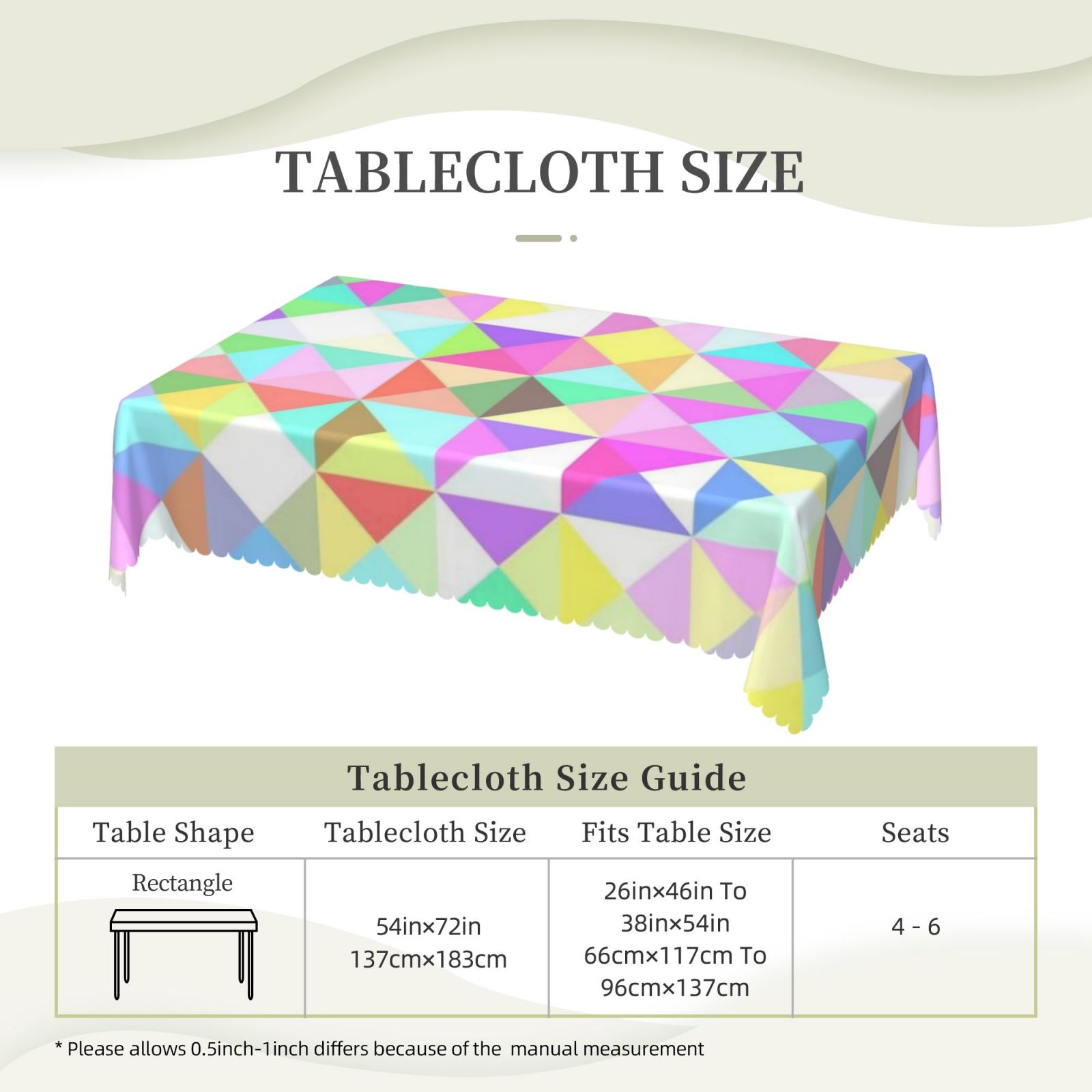 Square lace tablecloth 54x72in