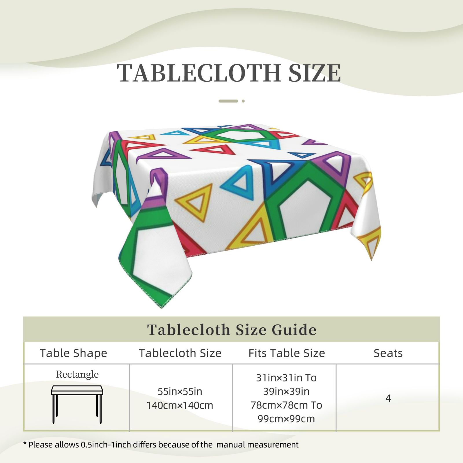 Square tablecloth 55in