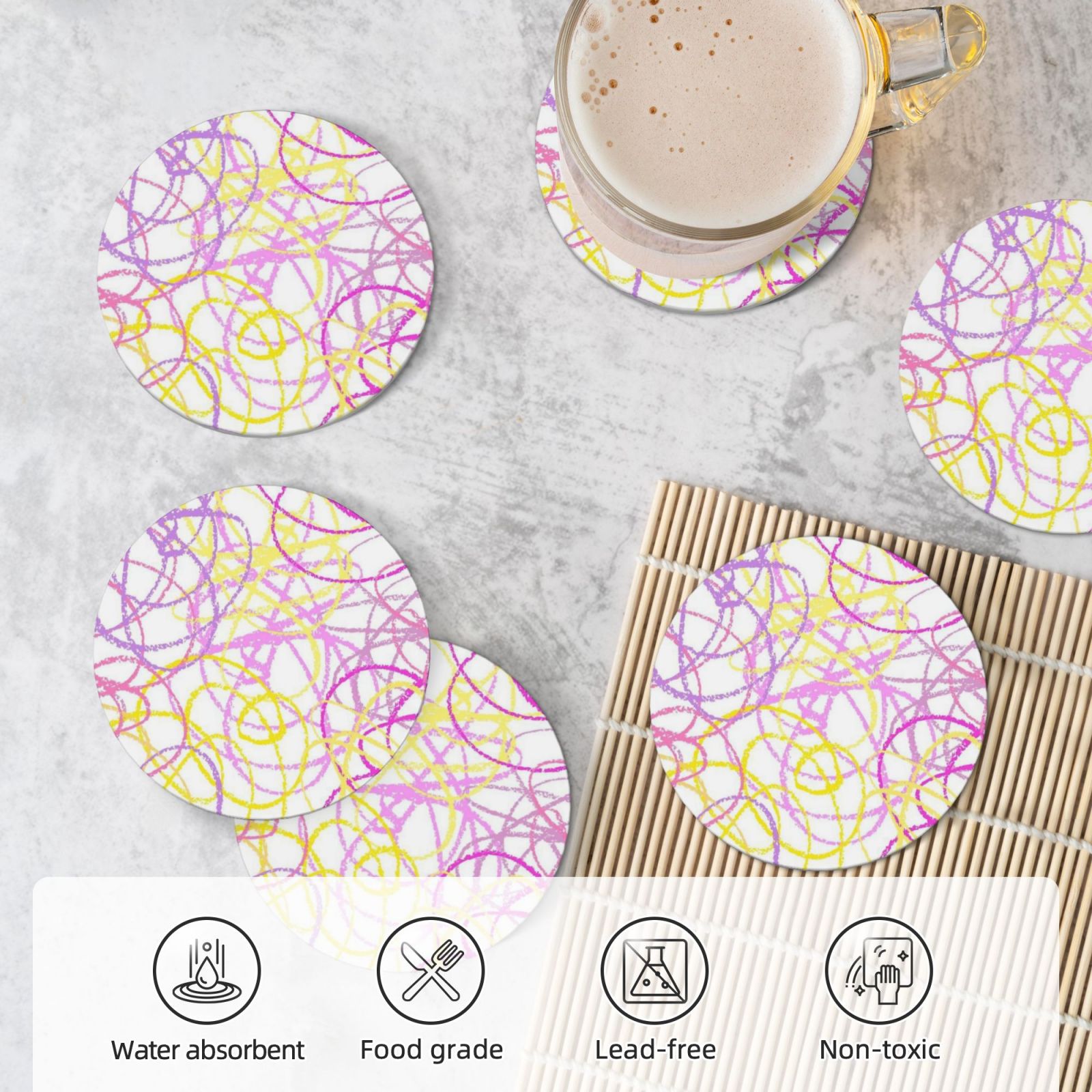Ceramic coasters 6-pack