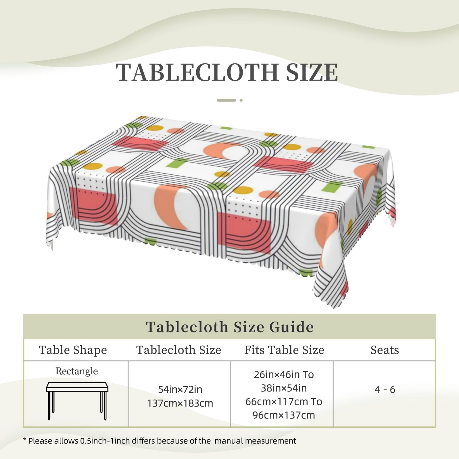 Square lace tablecloth 54x72in