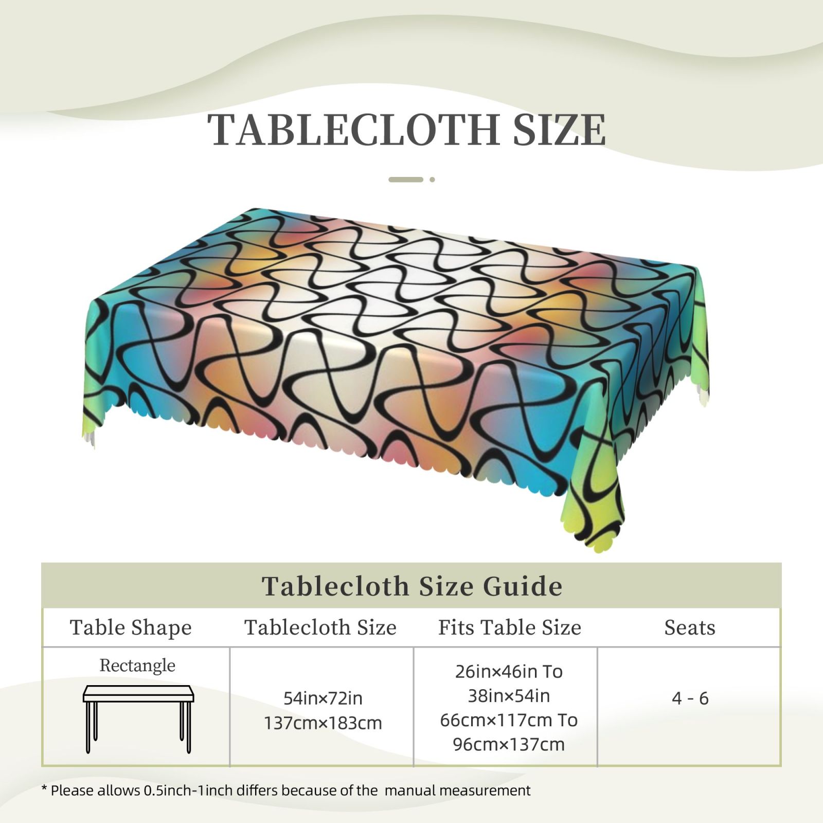 Square lace tablecloth 54x72in