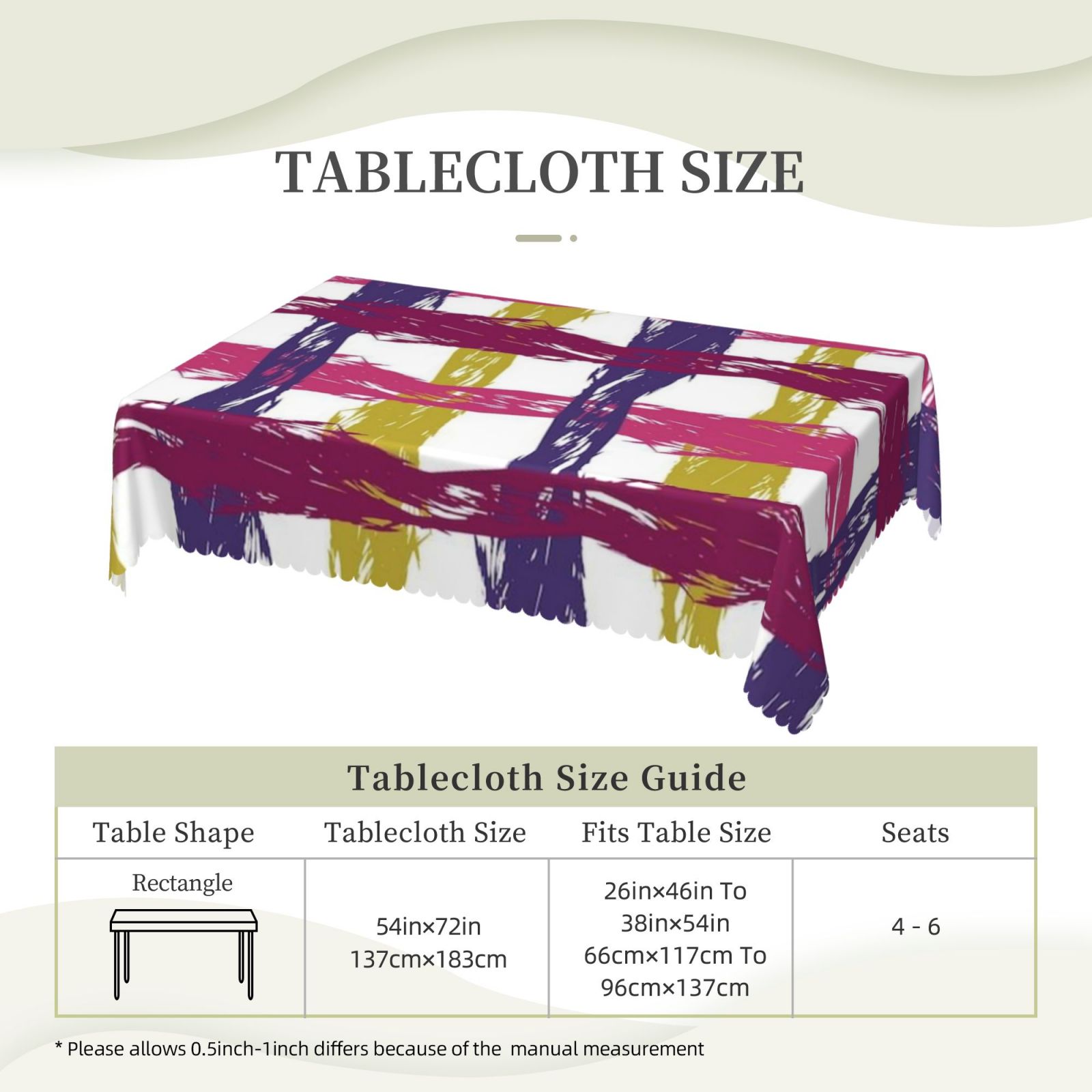 Square lace tablecloth 54x72in