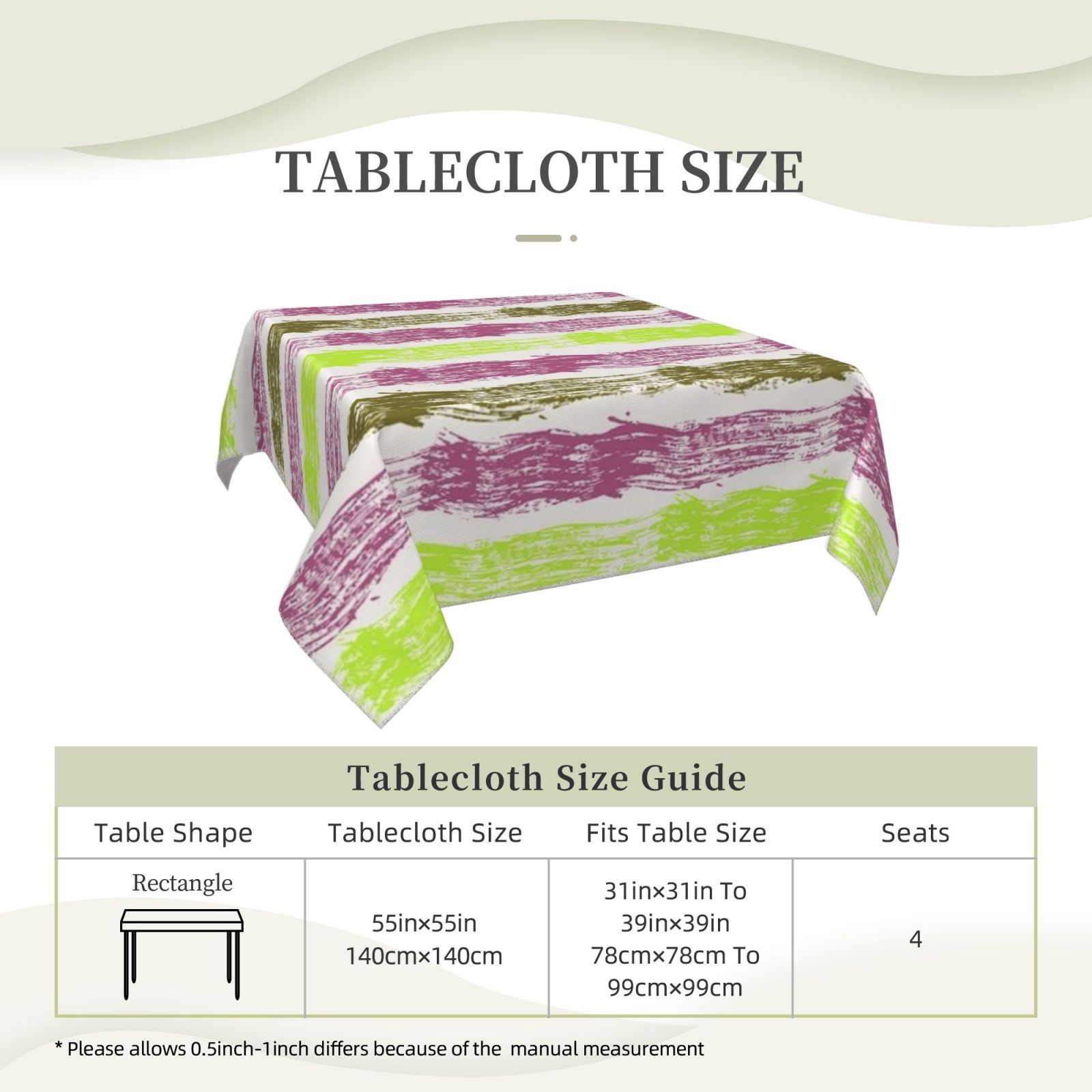 Square tablecloth 55in