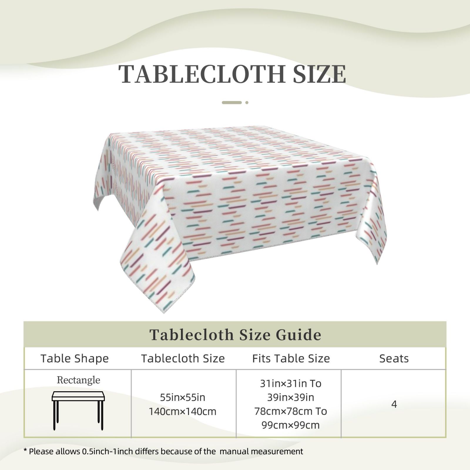 Square tablecloth 55in