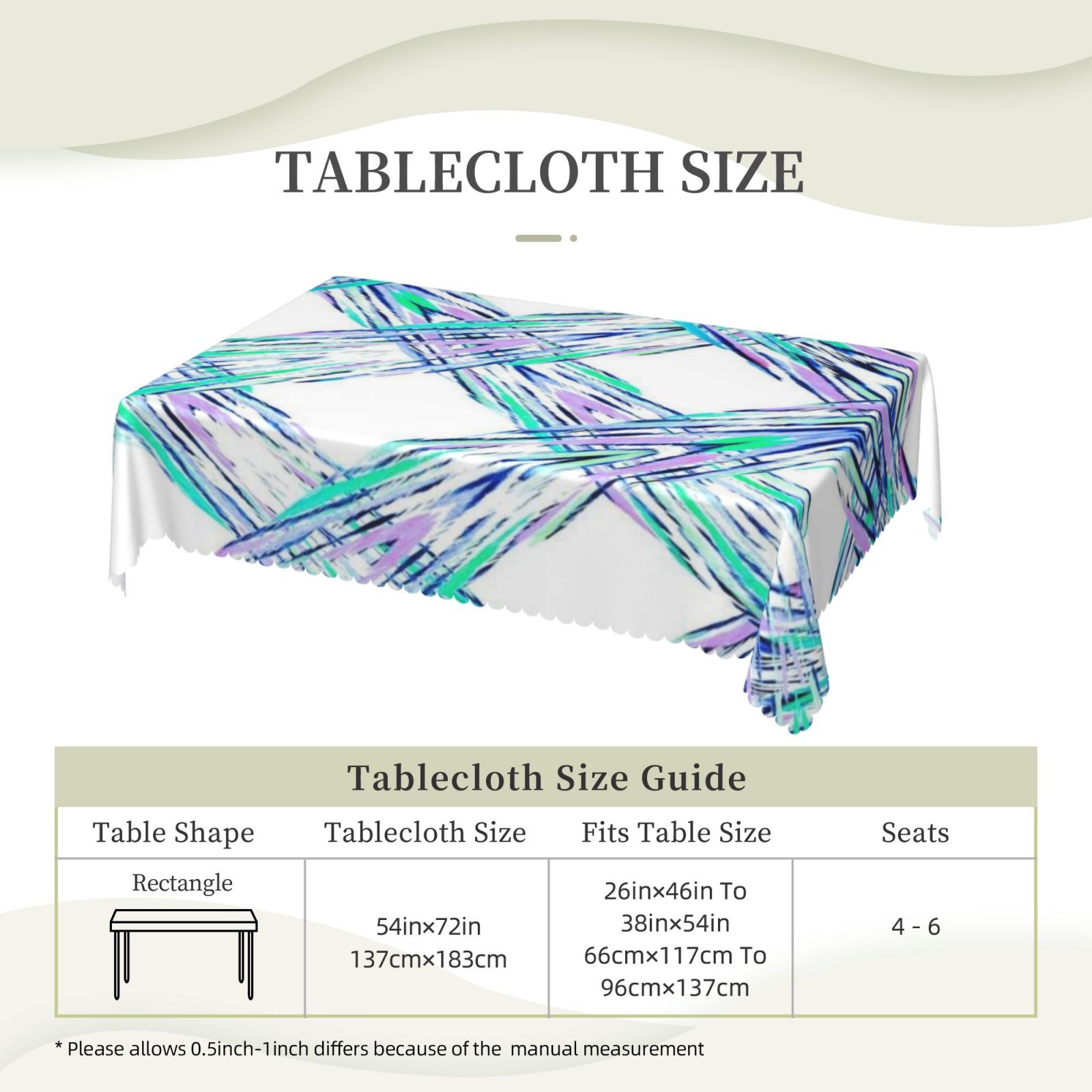 Square lace tablecloth 54x72in