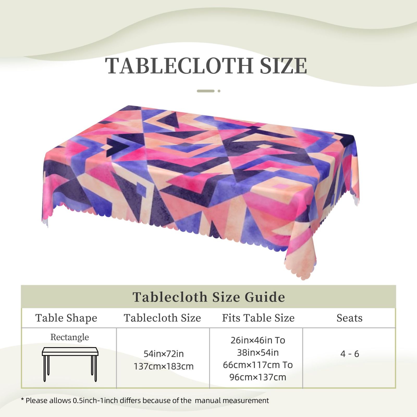 Square lace tablecloth 54x72in