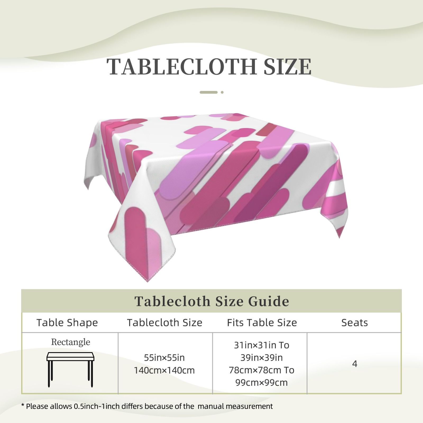 Square tablecloth 55in
