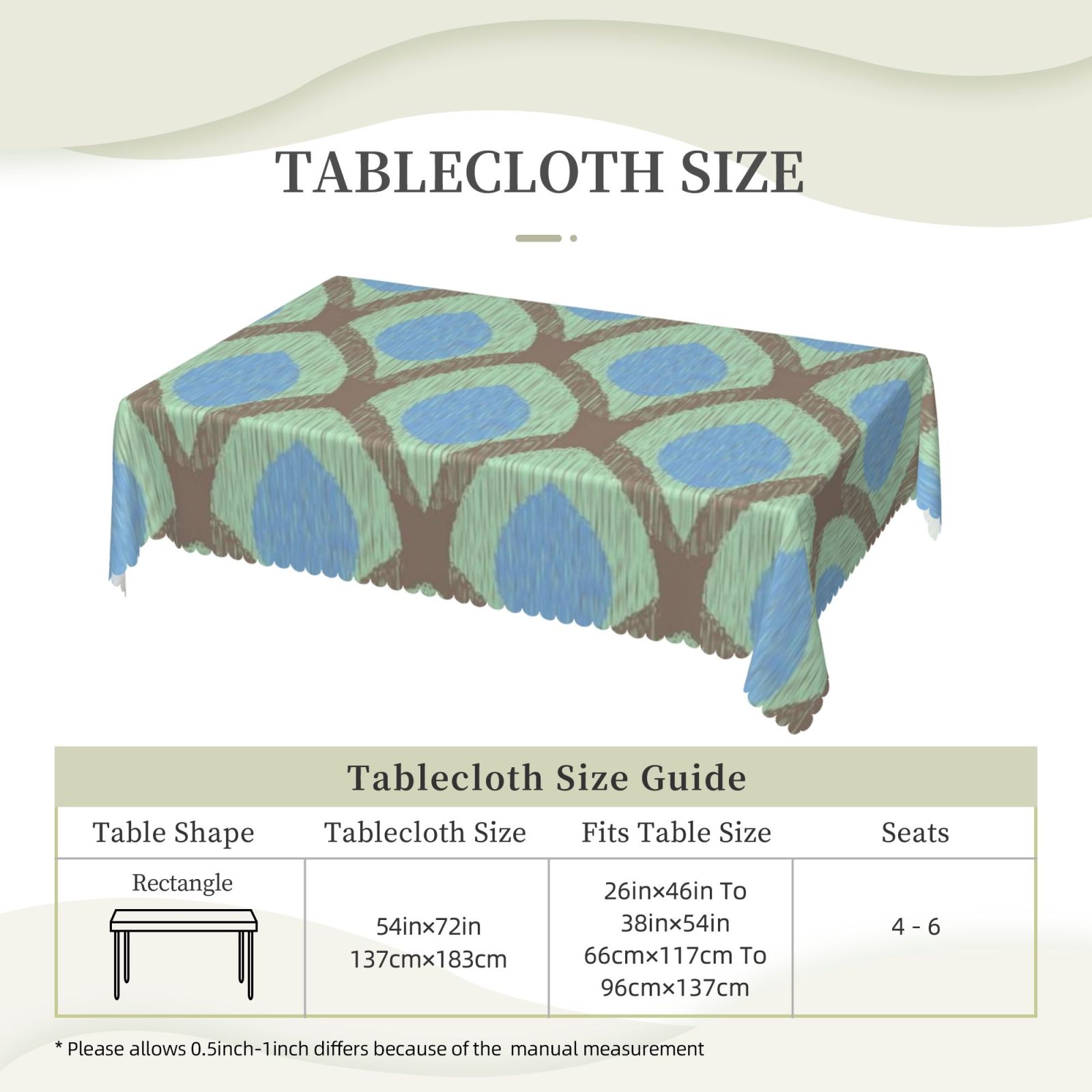 Square lace tablecloth 54x72in